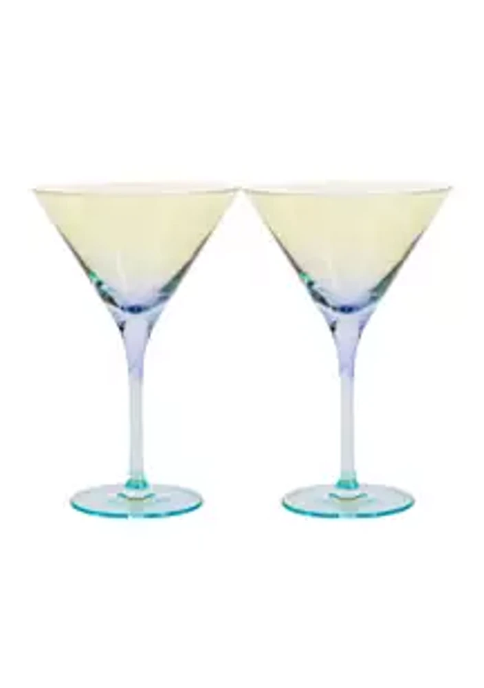 Home Essentials Tri-Colored Martini Glasses - Set of 2