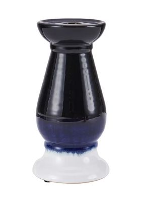 Elements Ceramic Candle Holder, Blue/White
