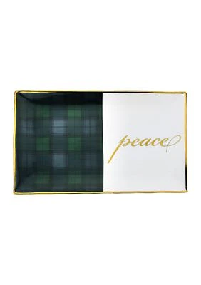 Navy & Green Tartan Peace Small Rectangular Tray