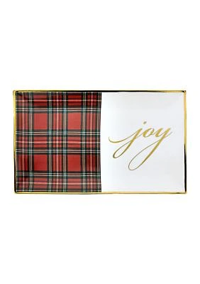 Red & Green Tartan Joy Small Rectangular Tray