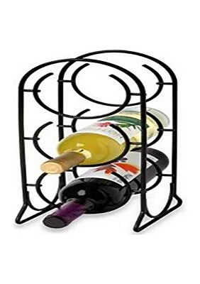 Black Metal 3 Bottle Wine Holder