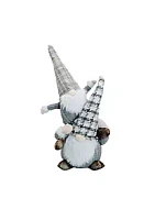 Santa's Workshop Inc 23 inch Piggy Back Gray Plaid Gnome