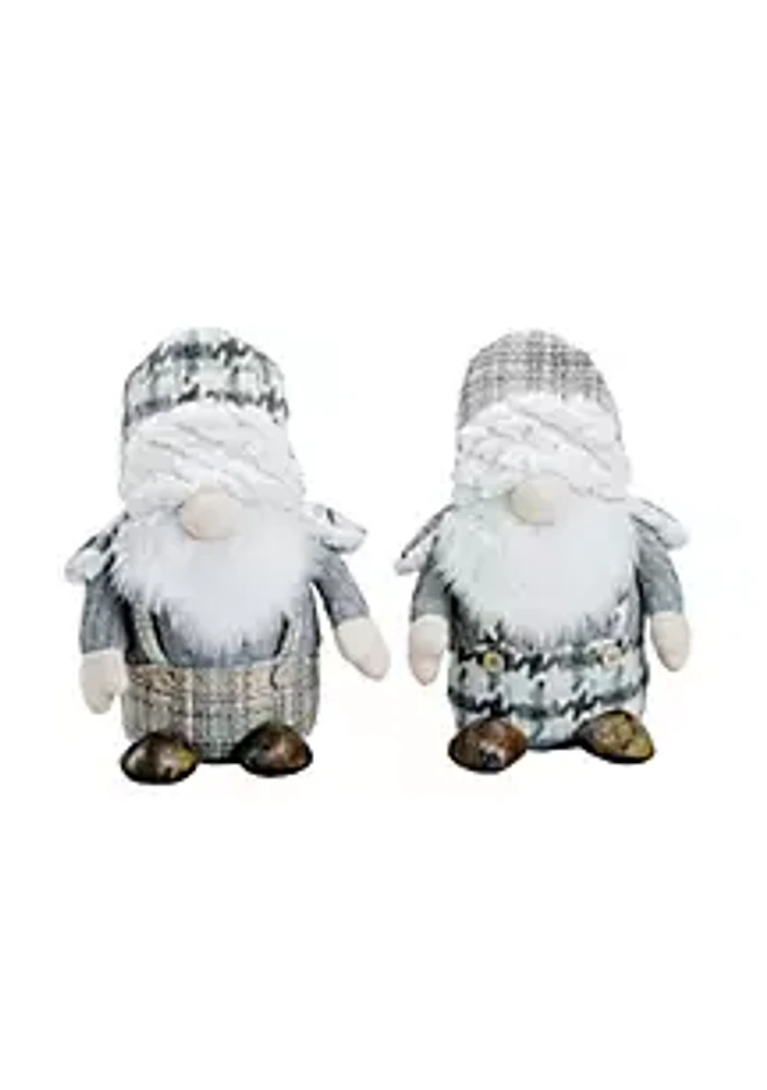 Santa's Workshop Inc 11 inch Gray Plaid Gnomes, Set of 2