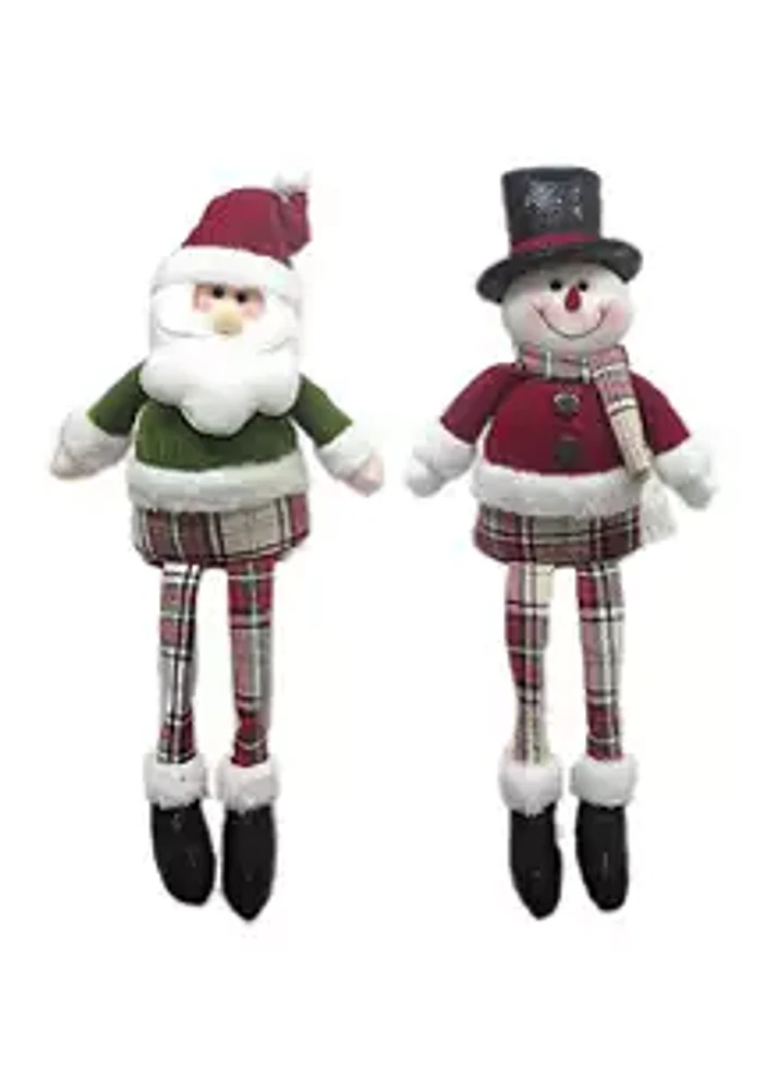 Santa's Workshop  17 Inch Sitting Plaid Guys, 2 Assorted