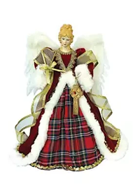 Santa's Workshop 16 Inch Red Plaid Angel Tree Topper