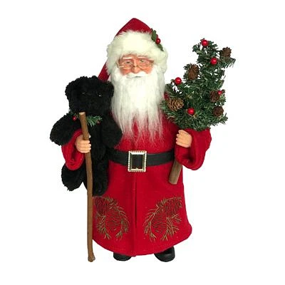 15 inch Pine Cone Santa and Black Bear