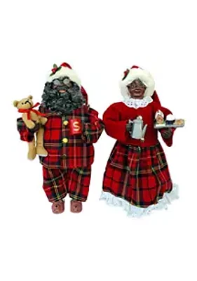 Santa's Workshop 15 Inch Set of 2. African American Pajama Clauses