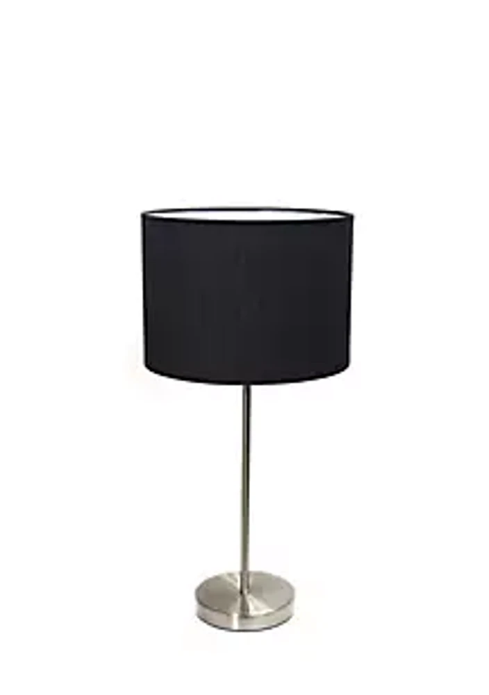 Simple Designs Brushed Nickel Stick Lamp with Fabric Shade