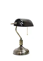 Simple Designs Executive Banker's Desk Lamp with Glass Shade