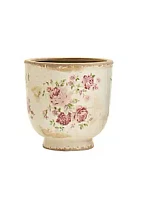 Nearly Natural -Inch Tuscan Ceramic Floral Print Planter
