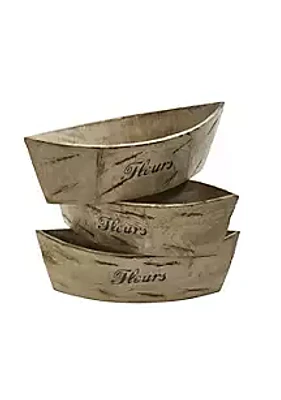 Nearly Natural White Washed Wood Planter (Set of 3)