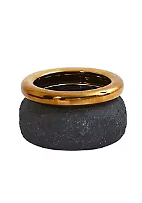Nearly Natural -Inch Stone Planter with Bronze Rim