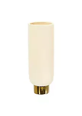 Nearly Natural 12.75-Inch Elegance Ceramic Cylinder Vase with Gold Accents