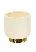Nearly Natural 8-Inch Elegance Ceramic Planter with Gold Accents