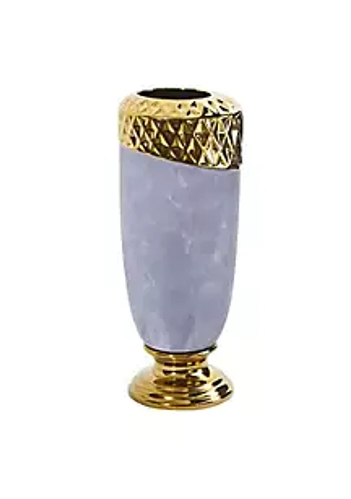 Nearly Natural 11.5-Inch Regal Stone Vase with Gold Accents