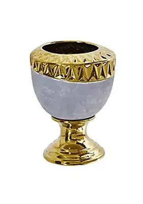 Nearly Natural 9.25-Inch Regal Stone Urn with Gold Accents