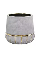 Nearly Natural 8.5-Inch Regal Stone Decorative Planter with Gold Accents