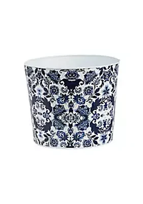 Nearly Natural 12-Inch Oriental Blue and White Classic Round Metal Planter