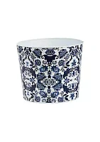 Nearly Natural 12-Inch Oriental Blue and White Classic Round Metal Planter