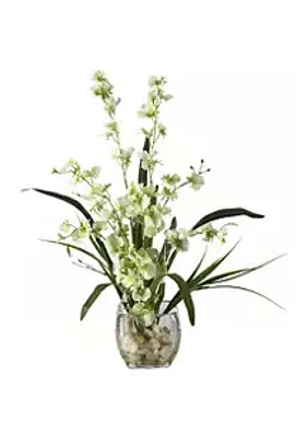 Nearly Natural Dancing Lady Orchid Liquid Illusion Silk Flower Arrangement