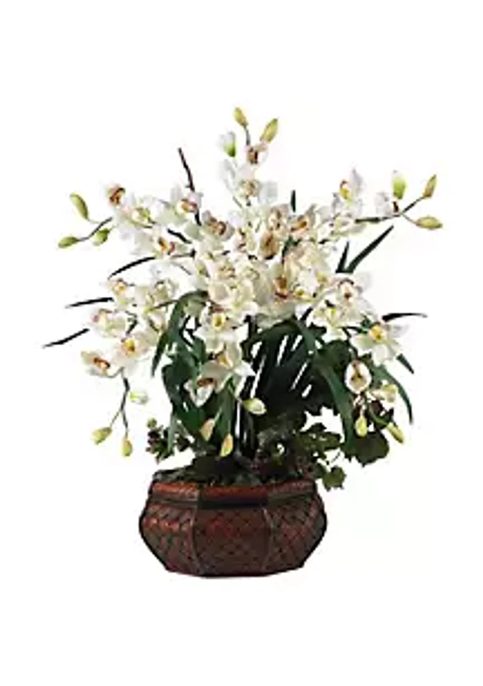 Nearly Natural Large Cymbidium Silk Flower Arrangement