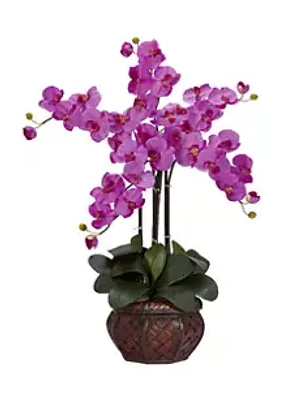 Nearly Natural Phalaenopsis with Decorative Vase Silk Flower Arrangement