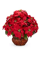 Nearly Natural Poinsettia With Decorative Planter Silk Arrangement