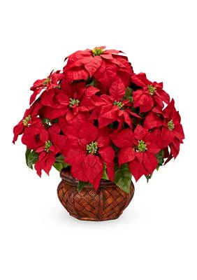 Poinsettia With Decorative Planter Silk Arrangement