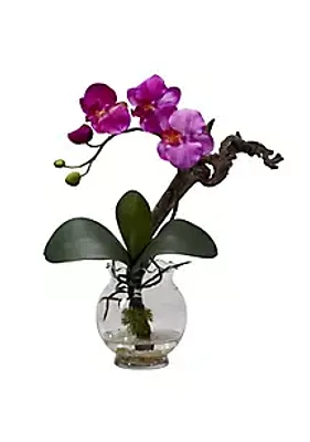 Nearly Natural Mini Phalaenopsis with Fluted Vase Silk Flower Arrangement
