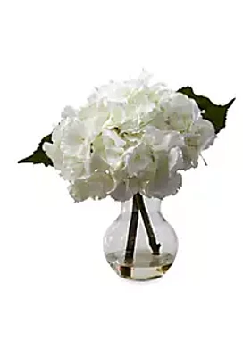 Nearly Natural Blooming Hydrangea with Vase Arrangement