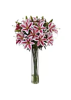 Nearly Natural Rubrum Lily with Large Cylinder Floral Arrangement