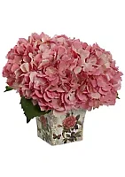 Nearly Natural Hydrangea Silk Arrangement with Floral Planter