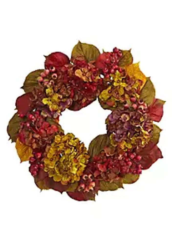 Nearly Natural 24-Inch Fall Hydrangea Wreath