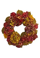 Nearly Natural 24-Inch Fall Hydrangea Wreath