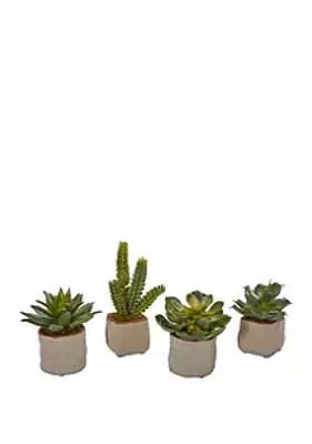 Nearly Natural Set of 4 Mixed Succulent Artificial Plants