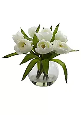 Nearly Natural Tulips Arrangement with Vase