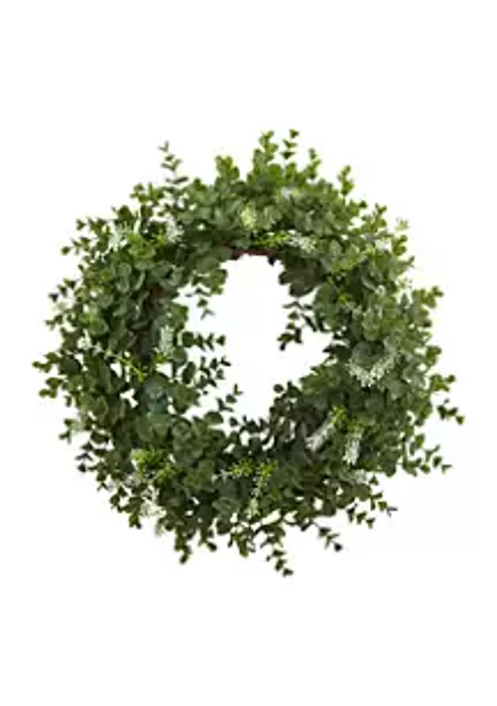 Nearly Natural Eucalyptus Double Ring Wreath with Twig Base