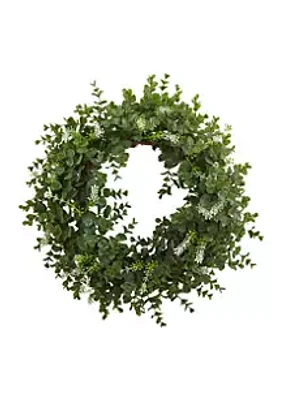 Nearly Natural Eucalyptus Double Ring Wreath with Twig Base