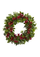 Nearly Natural 24 inch Berry Boxwood Wreath