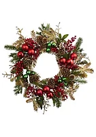 Nearly Natural 24-Inch Ornament, Pine & Pinecone Wreath
