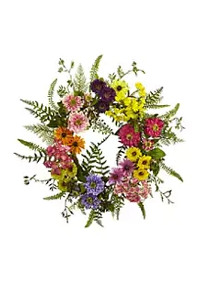 Nearly Natural Assorted Flower Wreath
