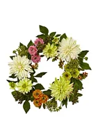 Nearly Natural Dahlia Mum Wreath