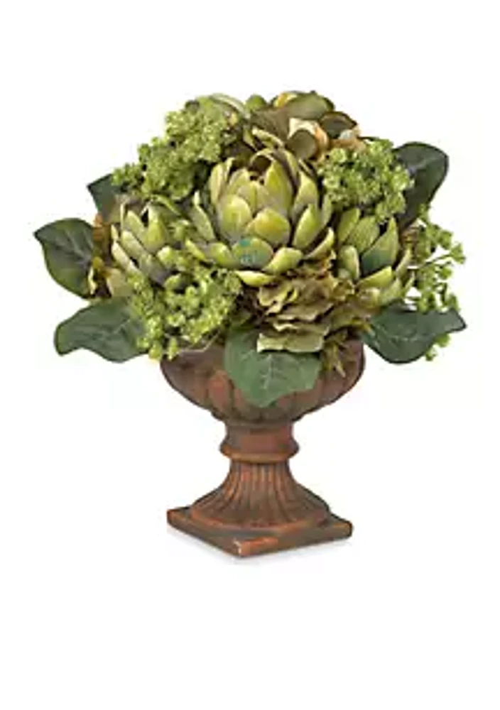 Nearly Natural Artichoke Centerpiece Silk Flower Arrangement