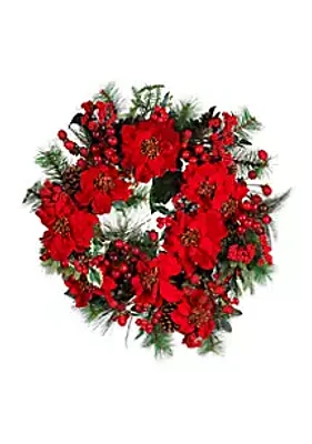 Nearly Natural 24-in. Poinsettia Wreath