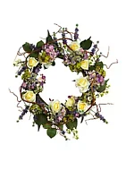 Nearly Natural 24-in. Hydrangea Rose Wreath