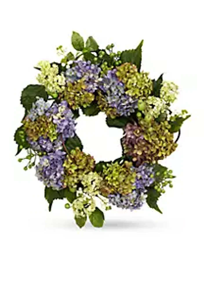 Nearly Natural 22-in. Hydrangea Wreath