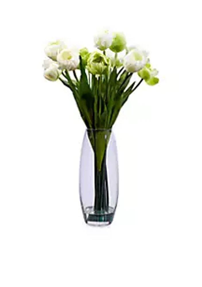 Nearly Natural Tulip Silk Flower Arrangement with Vase