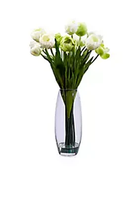 Nearly Natural Tulip Silk Flower Arrangement with Vase