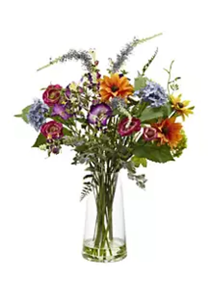Nearly Natural Spring Garden Floral with Vase