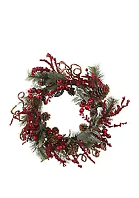 Nearly Natural 24 in Assorted Berry Wreath